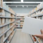 Alejka supermarketu i opakowanie produktu w dłoni